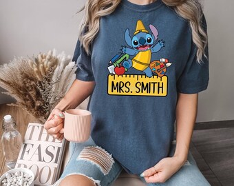 Stitch T-shirt, Disney Shirt, Teacher Shirt, Personalized School Shirt, Comfort Colors, Teacher Gift, Kindergarten Shirt, School Trip Shirt