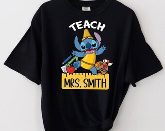 Personalized Teacher T-shirt, Stitch Shirt, Kindergarten Shirt, Teach Love Inspire, Comfort Colors, Inspirational Shirt, School Shirt