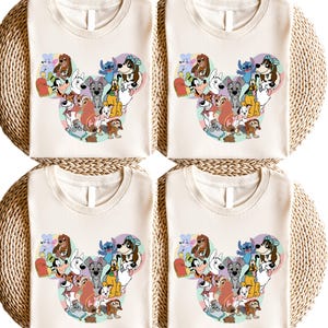 Disney Dogs Shirt, Cute Cartoon Disney Puppy Tee, Lady and the Tramp Shirt, 101 Dalmatians Tee, Disney Pet Lovers T-shirt