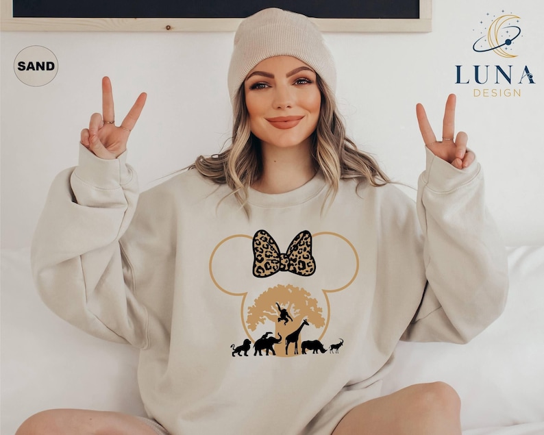 Sudadera Disney, Sudadera Safari, Vacaciones Familiares, Camiseta de Minnie Mouse, Camisetas del Reino Animal, Camiseta de Mickey Mouse, Camiseta con Estampado de Leopardo imagen 1
