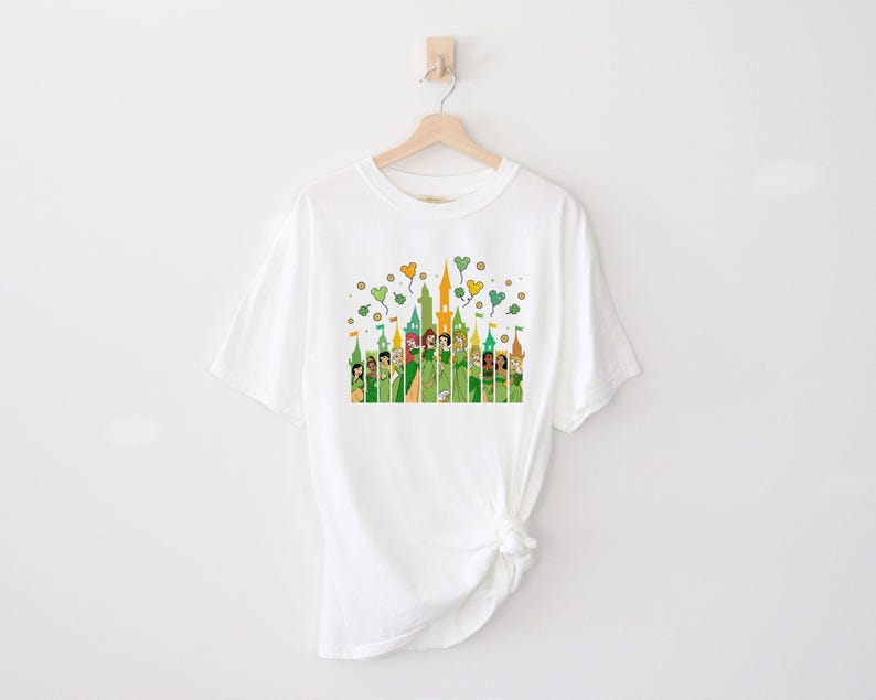 Comfort Color Shirt, St Paddy's Princess Shirt, Cinderella Tee, Elsa Shirt, Rapunzel Tee, Pocahontas Shirt, Ariel Tee, Disney Princess Shirt imagem 7