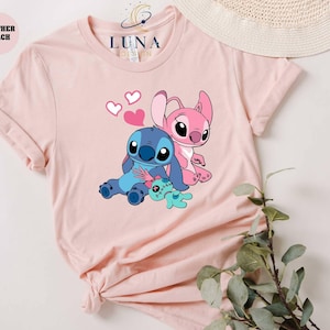 Disney Couple T-shirt, Stitch Shirt, Angel Shirt, Love Shirt, Heart Shirt, Valentines Shirt, Disney Vacation, Honeymoon Shirt, Couple Gift