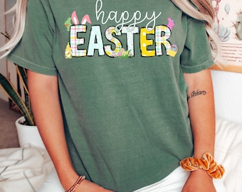 Camiseta de Pascua, Camiseta de colores cómodos, Camiseta de Pascua para mujer, Camiseta de Pascua linda, Camiseta de Pascua, Feliz Pascua, Camiseta de conejito de Pascua, Regalo de Pascua