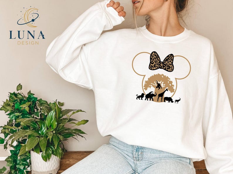 Sudadera Disney, Sudadera Safari, Vacaciones Familiares, Camiseta de Minnie Mouse, Camisetas del Reino Animal, Camiseta de Mickey Mouse, Camiseta con Estampado de Leopardo imagen 2