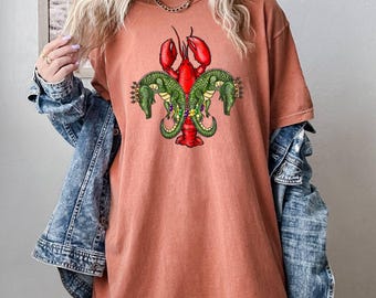 Camisas de colores cómodos, camisas de Mardi Gras, camisas de cangrejo de río, camisas de cuentas de Mardi, camisas de cocodrilo de Mardi, camisas de langosta, camisas de flor de lis, camisas de carnaval