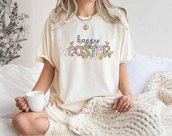 Happy Easter Shirt, Comfort Colors Tee, Women Easter Shirt, Cute Easter Shirt, Positive Vibes, Easter Shirt, Happy Easter, Gift For Her