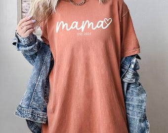 Comfort Colors Shirt, Custom Mama T-Shirt, Personalized Mom Tee, Mothers Day Tee, Grandma Gift Tee, Auntie Shirt, Mommy Tee, Mama Oversized