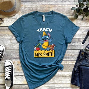 Personalized Teacher Shirt, Disney Shirt, Stitch Shirt, Disney Teacher Shirt, Kindergarten Shirt, School Shirt, Disney Stitch, Teacher Name
