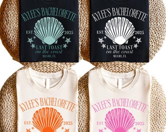 Last Toast on the Coast Bachelorette Shirt, Custom Beach Bride Tee, Coastal Girls Trip Shirt, Bridal Party Matching Shirt with Name