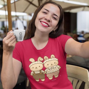 Rabbiko & Rabbio Bunny T-Shirt – Cute Kawaii Sibling Rabbits | Unisex S–5XL | 7 Colors l 100% Cotton l Paku Paku Logo