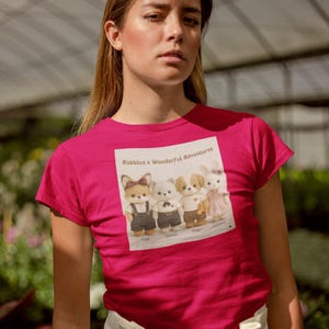 Rabbina&#39;s Wonderful Adventures T-Shirt | Kawaii Animal Friends | Foxi, Bearin, Dogo & Rabbina | Unisex Cotton Tee S–5XL | Cute Gift Idea