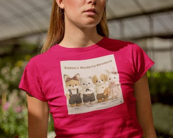Kawaii Animal Friends T-Shirt: Rabbina, Foxi, Bearin & Dogo