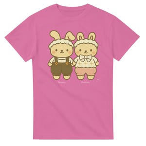 Rabbiko & Rabbio Sibling Bunny Shirt | Cute Matching Rabbits Tee | Great Gift for Bunny Lovers | Unisex Fit | Paku Paku Logo | 100% Cotton
