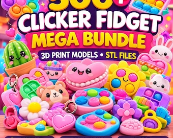 Pacote com mais de 500 arquivos STL para impressão 3D de brinquedos antiestresse com cliques, brinquedos flexíveis para mesa, download instantâneo.