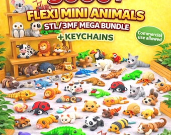 Pacote com mais de 5000 modelos articulados flexíveis, arquivos STL e 3MF, coleção para impressão 3D e catálogo de imagens inclusos.