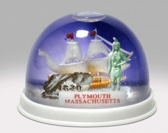 Vintage Plymouth Massachusetts SNOW GLOBE  Snowglobe Snowdome