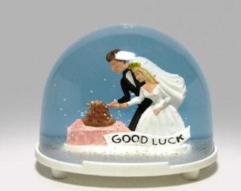 Vintage Good Luck Wedding fun Snowglobe gift Snow Globe Snowdome