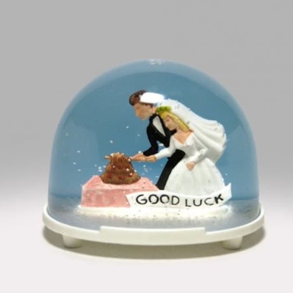 Vintage Good Luck Wedding fun Snowglobe gift Snow Globe Snowdome