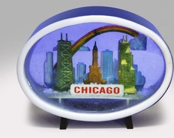 CHICAGO Vintage Souvenir USA Roadtrip Snow Globe Snowdome