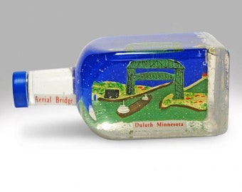 Duluth, Minnesota Vintage Snow Globe Snowdome old bottle shape