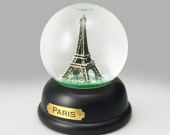 World Travel Souvenir- Paris Eiffel Tower Snow Globe  snowglobe - hand cast pewter