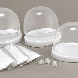 DIY Make-your-own Small Size Snow Globes Kit Classic Oval / 3 Plastic Snow Globes & real snow globe snow