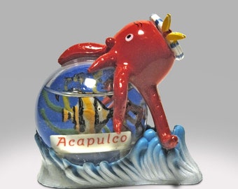 Vintage Acapulco Snowglobe Snowdome Snow Globe Figural Souvenir