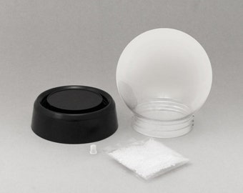 Make Your Own! Round Plastic Sphere Snow Globe Snowdome Kit with Black Base