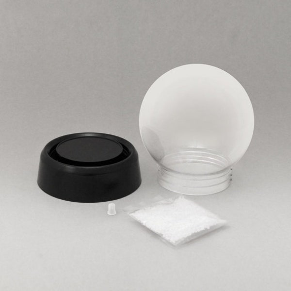 Make Your Own! Round Plastic Sphere Snow Globe Snowdome Kit with Black Base