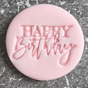 Happy Birthday Embosser Cookie Stamp for Fondant Icing Cupcake Cake Cookie Topper | Birthday Party Cookie Cutter