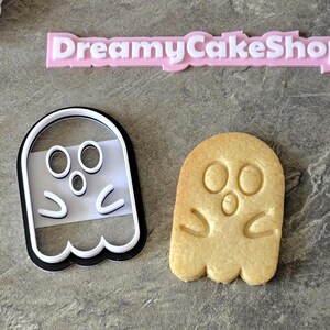 Spooky Ghost Cookie Cutter with Embosser Stamp | Halloween Baking Set | Sugar Cookie Decoration Tool
