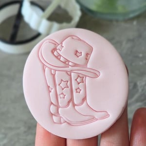 Timbro per biscotti a forma di stivali da cowboy, timbro per fondente a forma di cappello da cowboy / regalo per festa di addio al nubilato e addio al nubilato per ragazze
