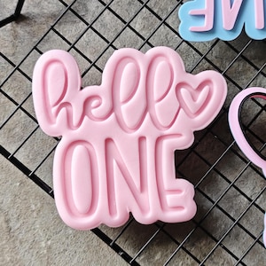 Baby Shower Hello ONE Cookie Cutter |  Cupcake Embosser | Gender Reveal Stamp for Cookies & Fondant