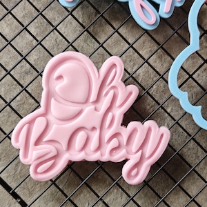 Oh Baby Lettered Baby Shower Cookie Cutter |  Cupcake Embosser | Gender Reveal Stamp for Cookies & Fondant