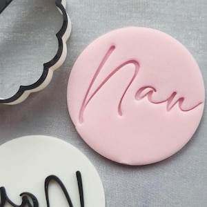 Nan Cookie Stamp – Cupcake & Fondant Embosser – Biscuit  Cake Decorating Tool – Mother&#39;s Day or Grandma Gift