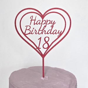 Happy Birthday Herz Cake Topper | Kunststoff Geburtstag Torten Dekoration