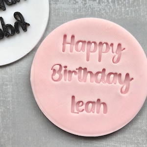 Personalised Happy Birthday Cookie Stamp &quot;Custom name&quot; | Embossers fondant / cookie stamp icing – Birthday Party Cookie