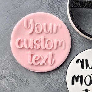 Personalised Cupcake Stamp – Custom Text Embosser – Fondant, Cookie, Icing & Biscuit Cutter Tool