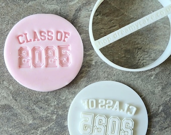 Class of 2025 Cookie Stamp: Graduation Embossed Fondant Decor