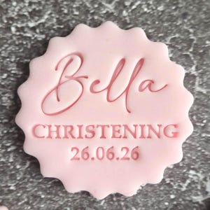 Christening Cookies Stamp Personalised  – Custom Name Date Fondant Embosser Cupcake UK