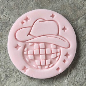 Timbro per biscotti Disco Cowboy - Timbro per fondente con cappello da cowboy e palla da discoteca / Regalo per festa di addio al nubilato