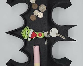 Bandeja de valet inspirada en Batman: organizador de escritorio de superhéroe para llaves, billetera y monedas, regalo para fans de Batman.