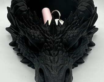 Organizador de escritorio con diseño de dragón de fantasía oscura, decoración gótica de oficina impresa en 3D, regalo único para amantes de los dragones, configuración de escritorio DND