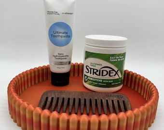 Bandeja para guardar objetos pequeños con estampado 3D en degradado naranja y rojo / Organizador multiusos de 20 cm / Decoración para baño, escritorio y cocina