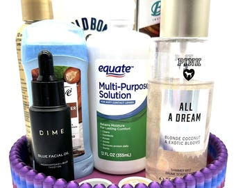 Bandeja para baratijas con diseño degradado morado / Organizador multiusos impreso en 3D / Decoración para escritorio de baño y dormitorio / Regalo para ella