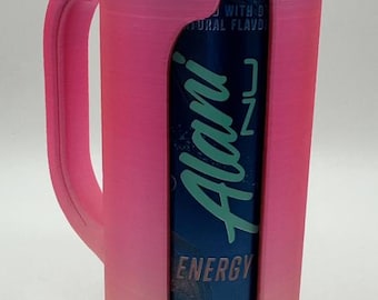 Soporte para latas de bebidas energéticas impreso en 3D / Decoración con brillo reactivo a los rayos UV / Accesorio de escritorio para gamers rosa y amarillo