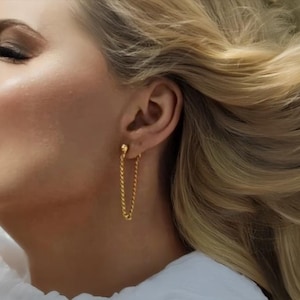 Gold Chain Stud Earrings, Stud Dangling Chain Earrings, Minimal Chain Earrings, Dainty Chain Earring, Gift for her, Bridesmaid gift
