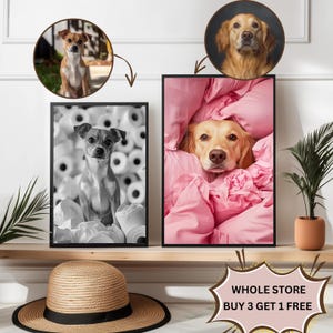 Custom Pet Portrait Dog with wine Print Pet In robe Dog Portraits Dog In Toilet Pet in Bathtub Funny Dog Bathroom Poster Pet Gift Wall Art