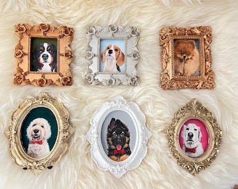 100% Handmade Acrylic Pet Painting, Dog Portrait, Cat Custom Pet Portrait from Photo, Pet Memorial, Mini Art Christmas Gift Two Pet Portrait