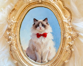 100% Handmade Acrylic Pet Painting, Dog Portrait, Cat  Custom Pet Portrait from Photo, Pet Memorial, Mini Art Christmas Gift